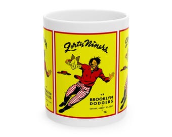 Football Ceramic Mug, Vintage 1947 San Francisco 49ers-Brooklyn Dodgers, Sports Fan Gift, Coffee Cup, Tea Mug, Sports Memorabilia, Gift for