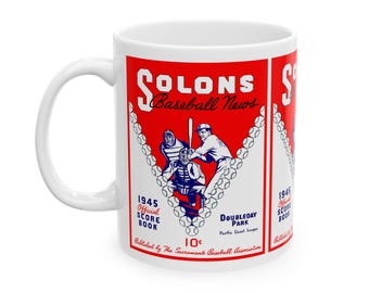 Vintage 1945 Sacramento Solons Baseball Ceramic Mug, Sports Fan Gift, Baseball Lover Gift, Baseball Memorabilia, Baseball Collectible