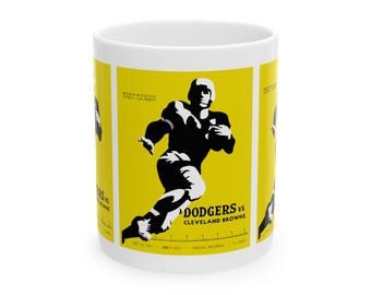 1947 Vintage Cleveland Browns - Brooklyn Dodgers - Football Program Cover  - Ceramic Mug, 11oz