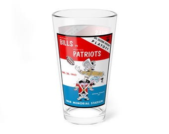 Mixing Glass, 16oz - Retro 1963 Football Buffalo Bill Boston Patriots, Vintage Sports Barware, Gift for Football Fans, Sports Memorabilia