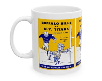 1961 Vintage Buffalo Bills-New York Titans Football Program Cover - Ceramic Mug, 11oz