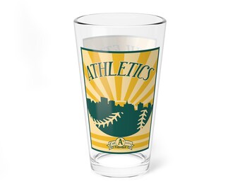 Mixing Glass, 16oz - Oakland Athletics Baseball, Sports Fan Barware, Baseball Team Cup, Baseball Gift, Drinkware for Baseball Fans