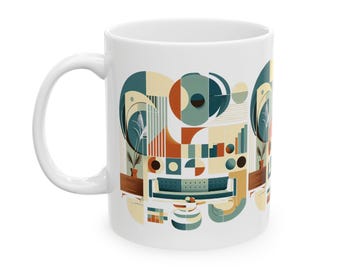 Mid-Century Modern Abstract Design - Ceramic Mug, 11oz