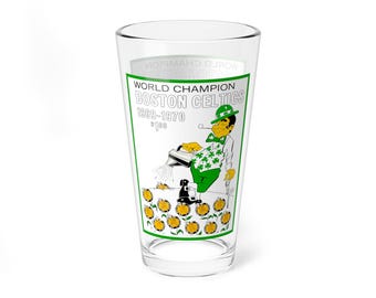 Mixing Glass, 16oz - 1969-1970 Basketball Boston Celtics, Sports Fan Gift, Retro Basketball Design, Vintage NBA Glass, Barware Decor,