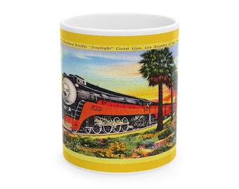 Vintage Southern Pacific Railroad Postcard Ceramic Mug, 11oz, 15oz - Daylight Coastline, Gift for Train Enthusiasts, Railroad
