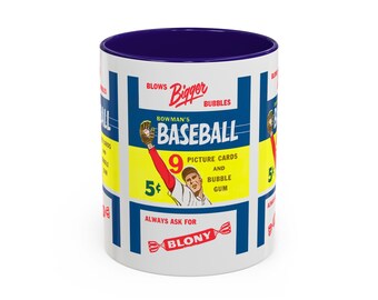 1955 Vintage Bowman's Baseball Card Wrapper - Colorful Mugs, 11oz