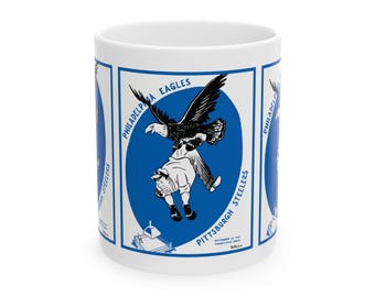1947 Vintage Philadelphia Eagles - Pittsburgh Steelers Football Program Cover - Ceramic Mug, 11oz