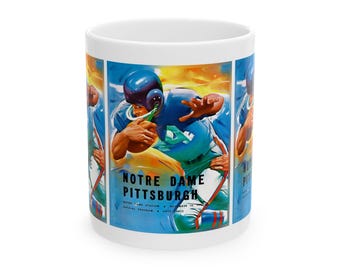 Ceramic Mug, 1962 Football Notre Dame-Pittsburgh, Vintage Sports Mug, Gift for Football Fans, College Football Decor, Sports Memorabilia,
