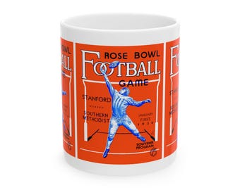 Ceramic Mug, 1936 Football Rose Bowl SMU-Stanford, Sports Fan Gift, Vintage College Football, Game Day Mug, Football Lover Gift, Football