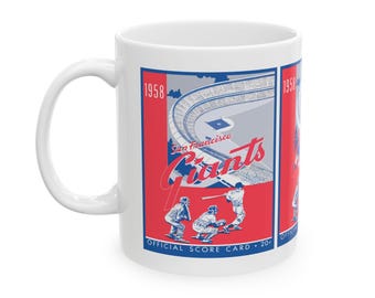 Vintage 1958 Baseball San Francisco Giants Yearbook Ceramic Mug, 11oz 15oz - Sports Fan Gift, Unique Baseball Memorabilia, Coffee Cup, Tea