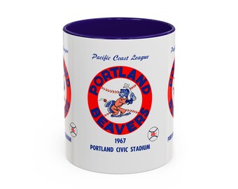 1967 Vintage Portland Beavers - Pacific Coast League Baseball Program Cover - Colorful Mugs, 11oz