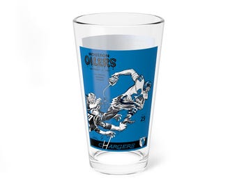 Mixing Glass, 16oz - 1960 Football Los Angeles Chargers Houston Oilers, Vintage Sports Barware, Game Day Drinkware, Retro Football Gift