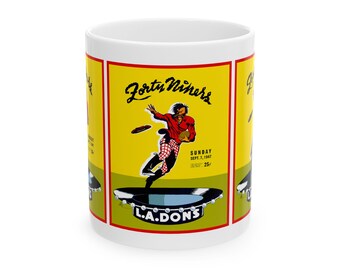 Vintage Football 49ers-Los Angeles Dons Ceramic Mug, Unique Sports Fan Gift, Retro Design Drinkware, Football Lover Mug, Gift for Him,