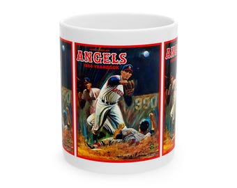 Vintage Baseball Los Angeles Angels 1964 Yearbook Ceramic Mug - Sports Fan Gift, Coffee Cup, Baseball Memorabilia, Gift for Dad, Baseball