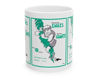 Football Ceramic Mug, 1963 Philadelphia Eagles New York Giants, Gift for Football Fans, Sports Fan Coffee Cup, Football Memorabilia