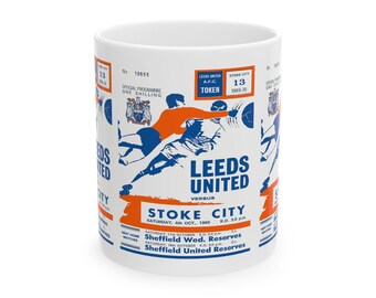 Sports Fan Ceramic Mug, 1969 English Football Stroke City Leeds United, Soccer Team Gift, Coffee Cup, Tea Mug, Sports Lover Gift