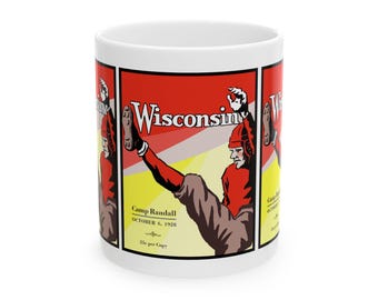 Vintage 1928 Football Wisconsin Ceramic Mug, Sports Fan Gift, Coffee Cup, Tea Mug, Football Lover Gift, Retro Design Drinkware