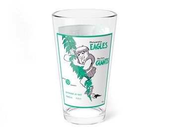 Mixing Glass, 16oz - 1963 Football Philadelphia Eagles New York Giants, Vintage Football Barware, Sports Fan Gift, Football Memorabilia