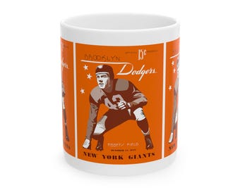Vintage Football Ceramic Mug, 1943 Brooklyn Dodgers-New York Giants Sports Fan Gift, Coffee Cup, Tea Mug, Birthday Present, Father's Day