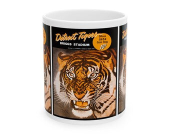 Vintage Detroit Tigers Ceramic Mug, Sports Fan Gift, Baseball Team Memorabilia, 11oz 15oz Cup, 1952 Retro Design