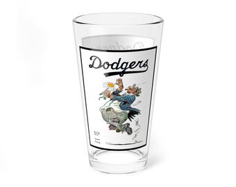 Mixing Glass, 16oz - 1951 Baseball Brooklyn Dodgers, Sports Barware, Cocktail Tumbler, Gift for Baseball Fan, Vintage Baseball Decor, Team