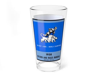 Glass Mixing Glass, 16oz - 1958 Football Detroit Lions World Champions, Cocktail Barware, Vintage Sports Fan Gift, Game Day Beer Glass,