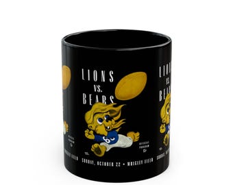 1944 Vintage Detroit Lions - Chicago Bears Football Program Cover - Black Mug 11 oz