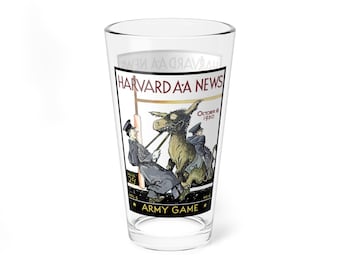 Mixing Glass, 16oz - Vintage 1930 Football Harvard-Army Decor, Barware Gift, Cocktail Glass, Retro Sports Fan Present, Unique Glassware