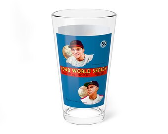Baseball World Series Mixing Glass, 16oz - 1948 Boston-Cleveland Collector's Item, Sports Memorabilia, Gift for Baseball Fans, Barware