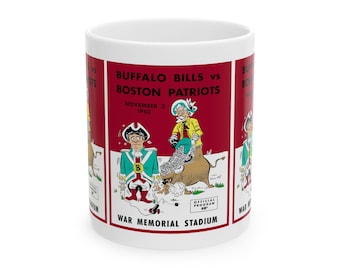 Vintage 1962 Football Buffalo Bills-Boston Patriots Ceramic Mug, Sports Fan Gift, Retro Football Team Cup, 11oz 15oz, Football Collectible