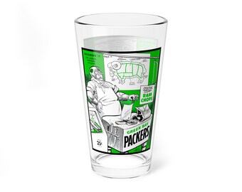 Mixing Glass, 16oz - 1961 Football Green Bay Packers Los Angeles Rams, Sports Beer Glass, Vintage Football Gift, Packers vs Rams Game Day