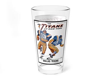 Mixing Glass, 16oz - 1962 Football New York Titans-Dallas Texans, Football Fan Gift, Sports Barware, Retro Football Decor, Vintage Game Day