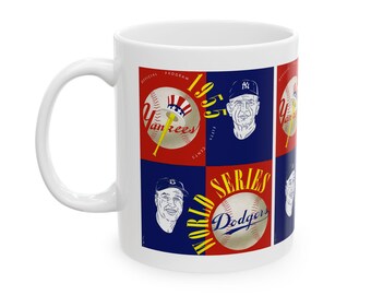 1955 Vintage New York Yankees - Brooklyn Dodgers Baseball World Series Program Cover   - Ceramic Mug, 11oz