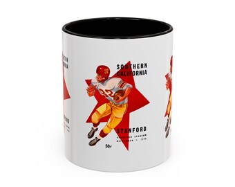 1958 Vintage USC Trojans - Stanford Football Program Cover - Colorful Mugs, 11oz