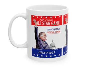1937 Vintage All-Star Baseball Game - Washington DC - Program Cover - Ceramic Mug, 11oz