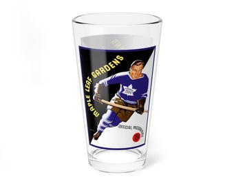 Mixing Glass, 16oz - 1938-1939 Hockey Toronto Maple Leafs, Gift for Sports Fans, Barware Decor, Vintage Hockey Theme Glass, Toronto Maple