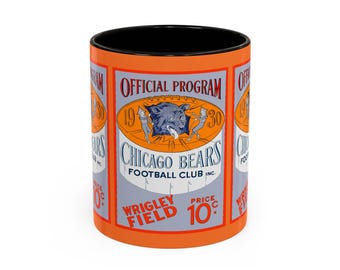 1930 Vintage Chicago Bears Football Program Cover - Wrigley Field - Colorful Mugs, 11oz
