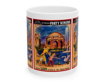 Football Ceramic Mug, 1950 San Francisco 49ers Detroit Lions, Sports Fan Gift, Coffee Cup, Tea Mug, Sports Memorabilia, Football Lover Gift