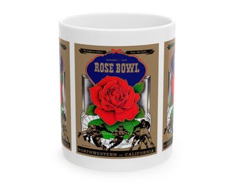 1949 Vintage Rose Bowl - Northwestern Wildcats - California Bears Football Program Cover - Ceramic Mug, 11oz