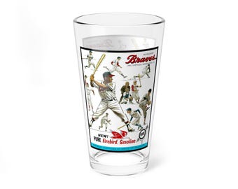 Mixing Glass, 16oz - 1962 Baseball Milwaukee Braves Retro Barware Gift, Vintage Glassware, Baseball Fan Collector's Item, Sports