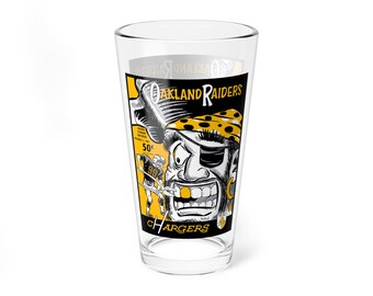 Mixing Glass, 16oz - Vintage 1962 Football Oakland Raiders-San Diego Chargers, Sports Fan Gift, Barware Decor, Game Day Glassware, Man Cave
