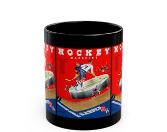 1938-1939 Vintage New York Americans Hockey Program Cover - Black Mug 11 oz