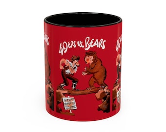 1955 Vintage Chicago Bears - San Francisco 49ers Football Program Cover - Colorful Mugs, 11oz