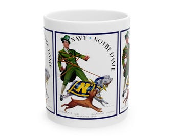 Vintage Football Ceramic Mug, 1941 Navy-Notre Dame Mug, Sports Fan Gift, College Football Memorabilia, Game Day Coffee Cup, Football Lover