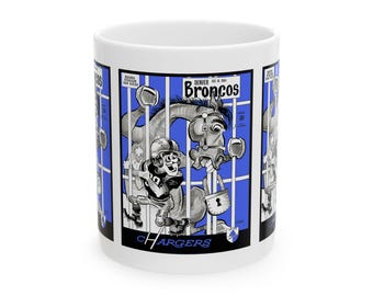1964 Vintage Denver Broncos - San Diego Charges Program Cover - Ceramic Mug, 11oz
