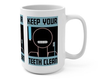 Vintage WPA Poster - Keep Your Teeth Clean Blue Version - Mug 15oz
