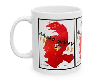 Football Ceramic Mug, 1933 Army-Navy Football Memorabilia, Sports Fan Gift, Vintage Coffee Cup, Military Academy Rivalry Mug, Game Day