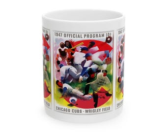 1947 Vintage Chicago Cubs Baseball Program Cover  - Ceramic Mug, 11oz