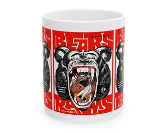 Vintage Football Ceramic Mug, 1961 Chicago Bears Los Angeles Rams, Sports Fan Gift, Coffee Cup, Tea Mug, Football Lover Gift, Sports