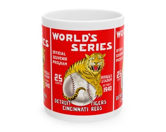 Baseball World Series Ceramic Mug, 1940 Detroit Tigers vs Cincinnati Reds Gift, Sports Fan Coffee Cup, Baseball Memorabilia, 11oz 15oz